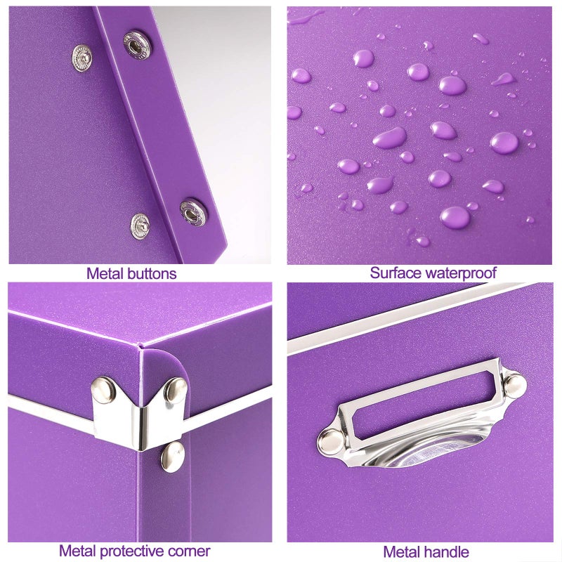 SEEKIND Storage Box, Decorative Storage Bins with Lid,3 in 1 Set,Press-Stud Fastening,Moisture-proof,Foldable for Space Saving Storage,for Clothes, Cosmetic,Blankets (Purple) - Image 4